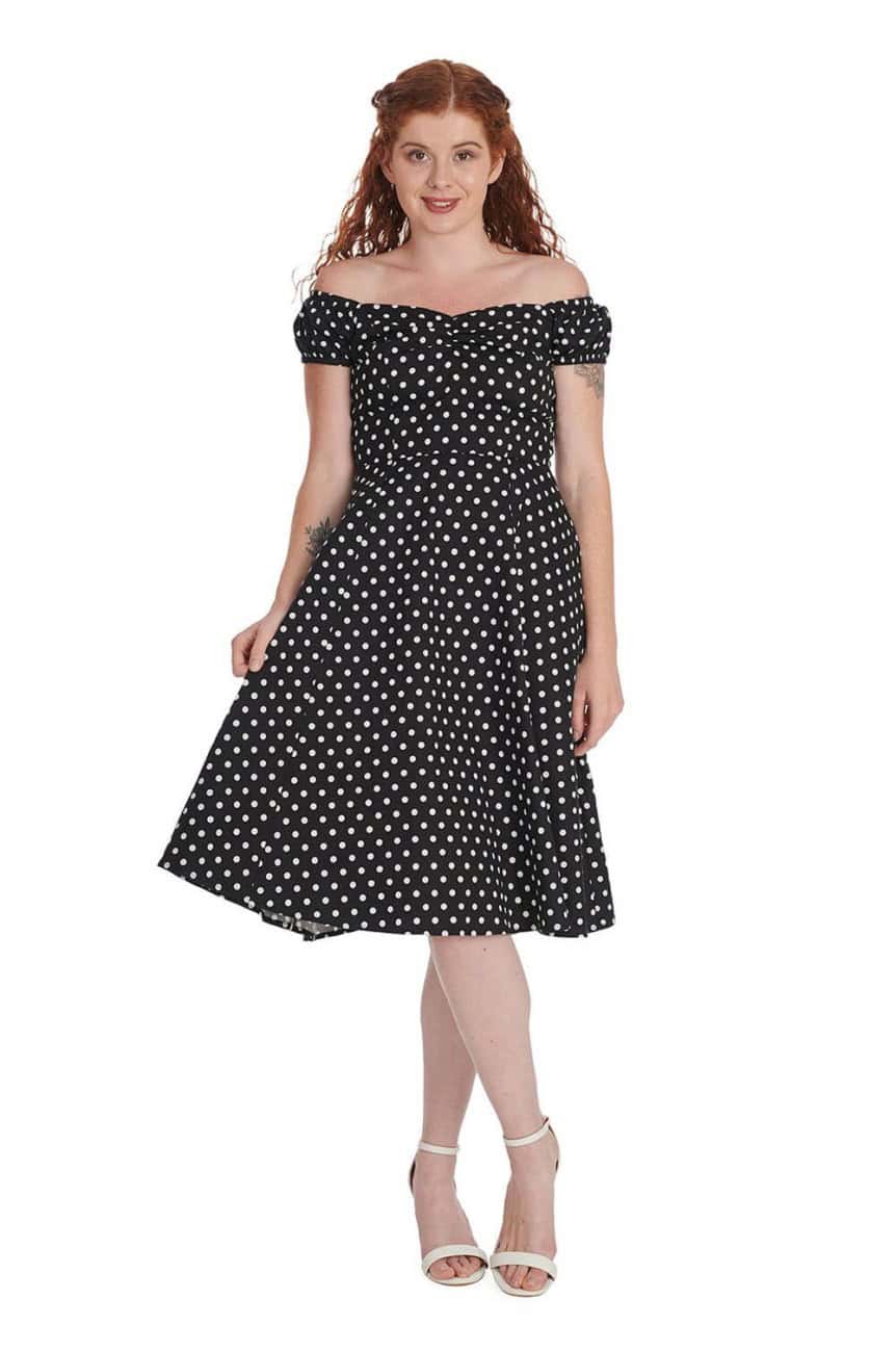 Robe Swing A Pois Noir Et Blanc