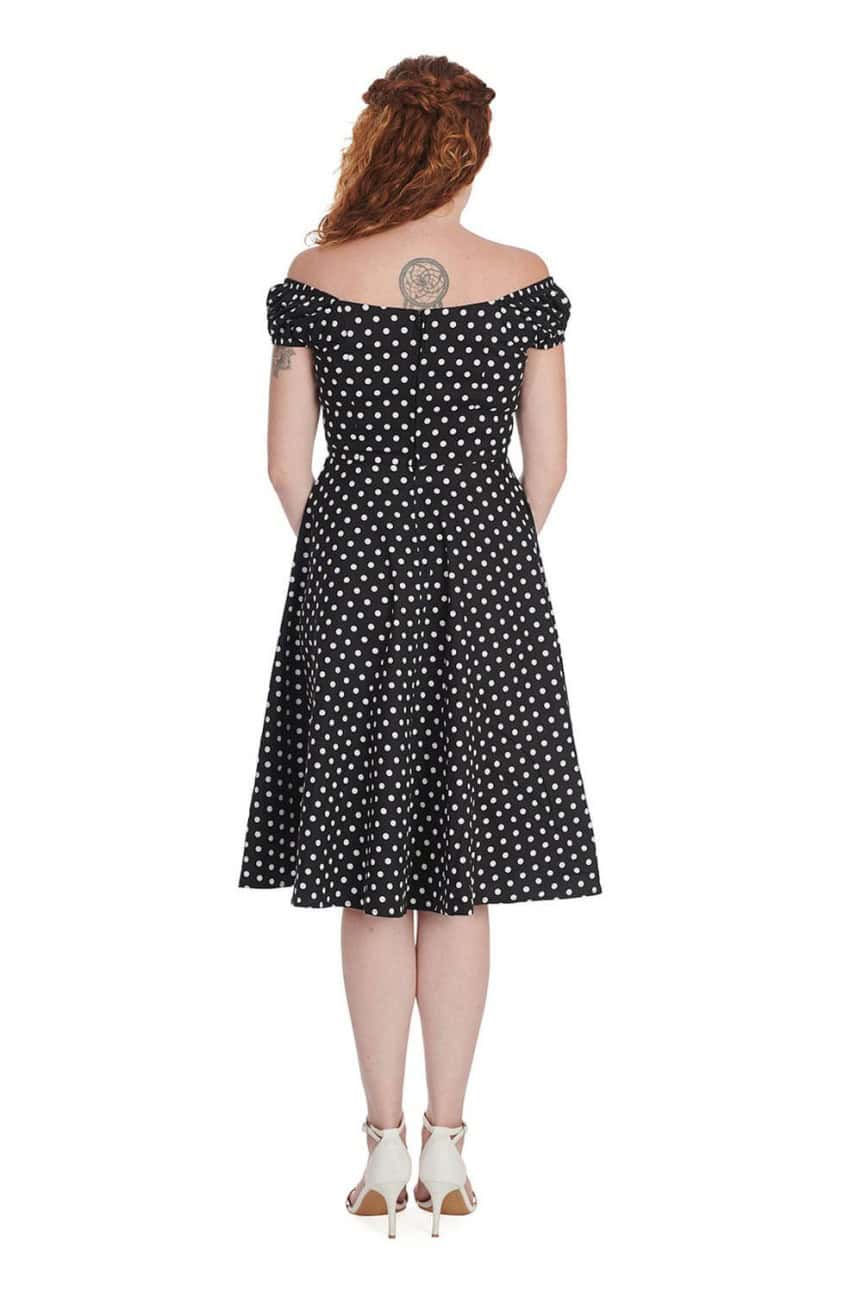 Robe Swing A Pois Noir Et Blanc